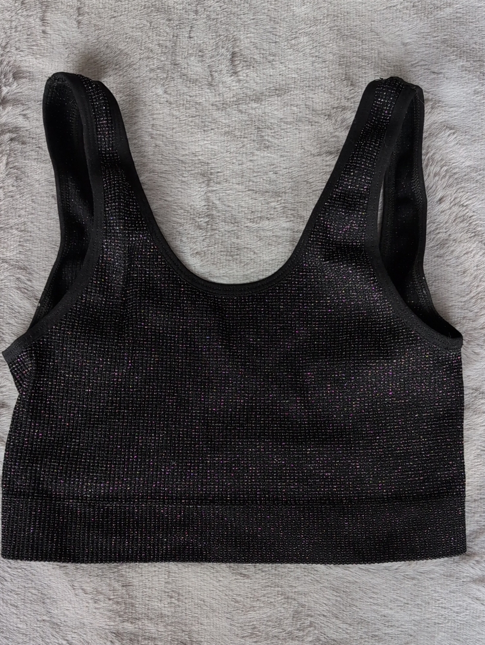 Urban Outfitters Black Ribbed Sparkle Bra